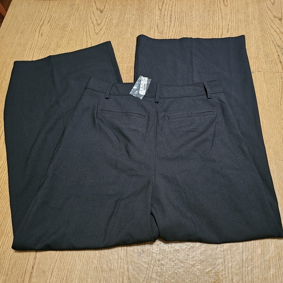 NEW Madewell The Harper Super Wide Leg Black Stretch Satin Trousers - Picture 5 of 9